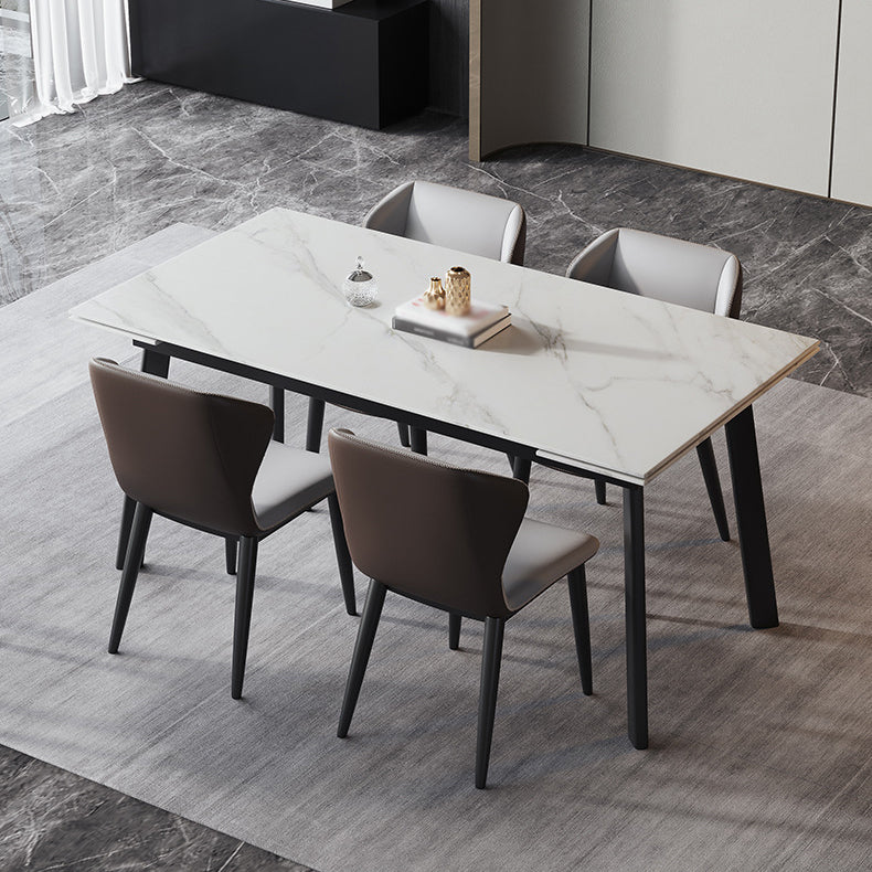 Modern Kitchen Foldable Dining Room Set with Sintered Stone Top and Black Base Dining Furniture Set White 5 Piece Set Clearhalo 'Dining Room Sets' 'Dining Tables & Seating' 'dining_room_set' 'furn' 'furn_dining_room_set' 'Furniture' 'furniture_dining_room_set' 'Kitchen & Dining Furniture' 'kitchen&dining_furn' 'kitchen' 3485162