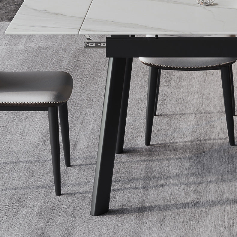 Modern Kitchen Foldable Dining Room Set with Sintered Stone Top and Black Base Dining Furniture Set Clearhalo 'Dining Room Sets' 'Dining Tables & Seating' 'dining_room_set' 'furn' 'furn_dining_room_set' 'Furniture' 'furniture_dining_room_set' 'Kitchen & Dining Furniture' 'kitchen&dining_furn' 'kitchen' 3485166