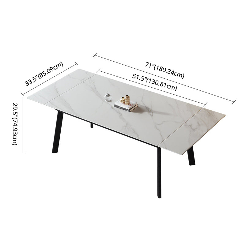 Modern Kitchen Foldable Dining Room Set with Sintered Stone Top and Black Base Dining Furniture Set Clearhalo 'Dining Room Sets' 'Dining Tables & Seating' 'dining_room_set' 'furn' 'furn_dining_room_set' 'Furniture' 'furniture_dining_room_set' 'Kitchen & Dining Furniture' 'kitchen&dining_furn' 'kitchen' 3485168