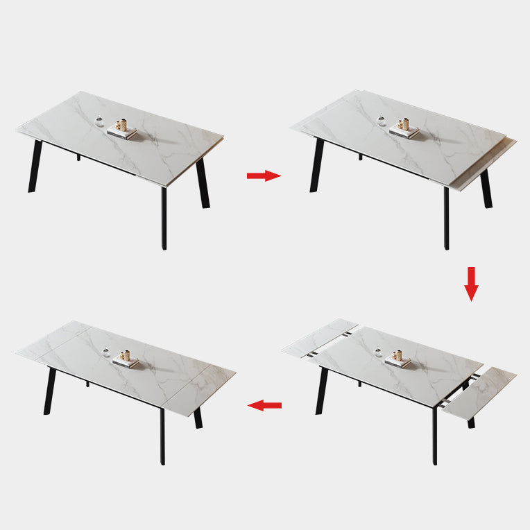 Modern Kitchen Foldable Dining Room Set with Sintered Stone Top and Black Base Dining Furniture Set Clearhalo 'Dining Room Sets' 'Dining Tables & Seating' 'dining_room_set' 'furn' 'furn_dining_room_set' 'Furniture' 'furniture_dining_room_set' 'Kitchen & Dining Furniture' 'kitchen&dining_furn' 'kitchen' 3485170