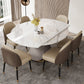 Modern Sintered Stone Dining Room Set Standard Height with Round Top and White Leg Dining Set 7 Piece Set Clearhalo 'Dining Room Sets' 'Dining Tables & Seating' 'dining_room_set' 'furn' 'furn_dining_room_set' 'Furniture' 'furniture_dining_room_set' 'Kitchen & Dining Furniture' 'kitchen&dining_furn' 'kitchen' 3485173