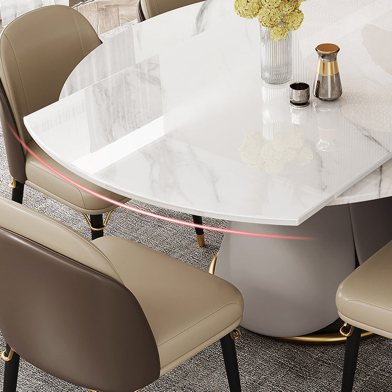 Modern Sintered Stone Dining Room Set Standard Height with Round Top and White Leg Dining Set Clearhalo 'Dining Room Sets' 'Dining Tables & Seating' 'dining_room_set' 'furn' 'furn_dining_room_set' 'Furniture' 'furniture_dining_room_set' 'Kitchen & Dining Furniture' 'kitchen&dining_furn' 'kitchen' 3485179