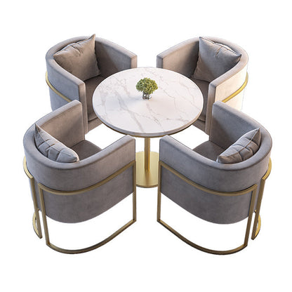 Nordic Sintered Stone Dining Room Set with Metal Base Dining Furniture for Household 5 Piece Set Clearhalo 'Dining Room Sets' 'Dining Tables & Seating' 'dining_room_set' 'furn' 'furn_dining_room_set' 'Furniture' 'furniture_dining_room_set' 'Kitchen & Dining Furniture' 'kitchen&dining_furn' 'kitchen' 3485188