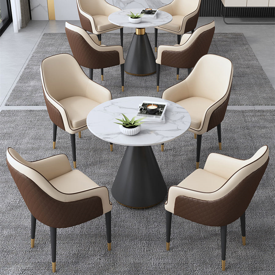 Glam Kitchen Dining Room Set Standard Height with Round Top and Metal Leg Dining Furniture Clearhalo 'Dining Room Sets' 'Dining Tables & Seating' 'dining_room_set' 'furn' 'furn_dining_room_set' 'Furniture' 'furniture_dining_room_set' 'Kitchen & Dining Furniture' 'kitchen&dining_furn' 'kitchen' 3485207