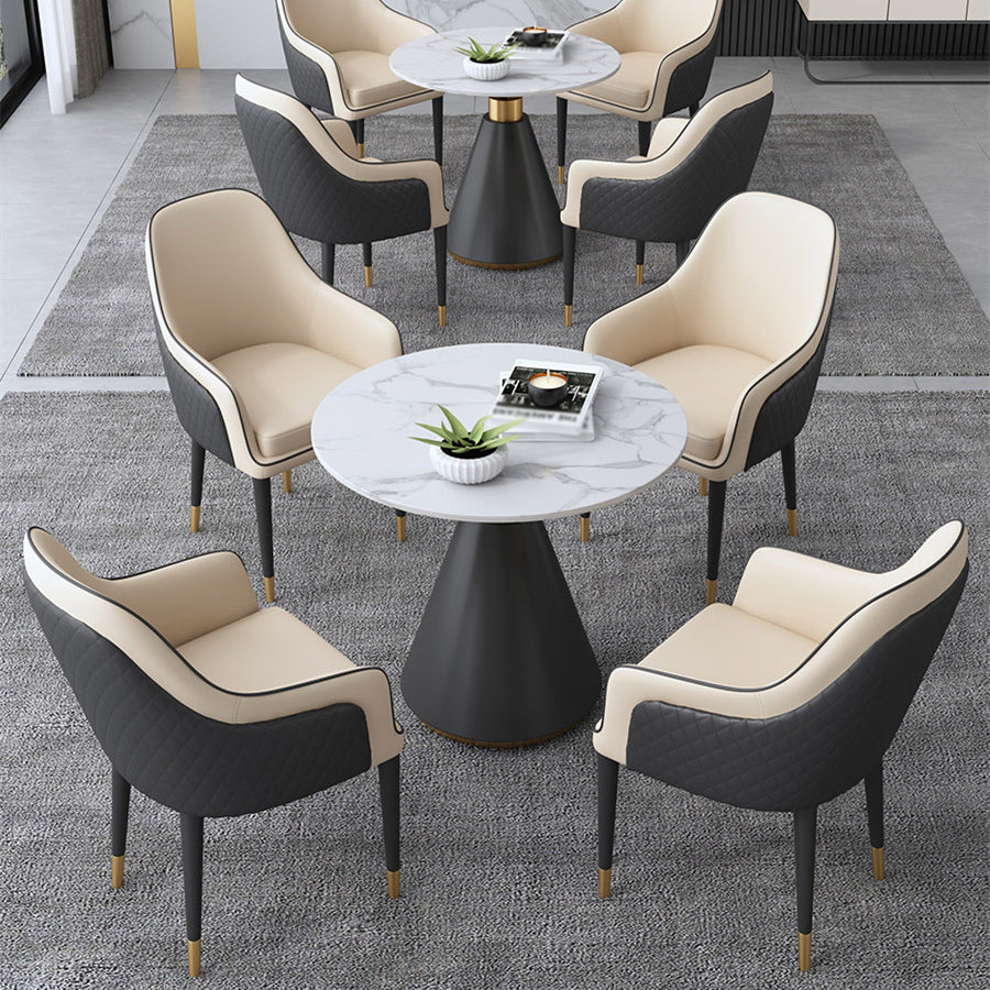 Glam Kitchen Dining Room Set Standard Height with Round Top and Metal Leg Dining Furniture Clearhalo 'Dining Room Sets' 'Dining Tables & Seating' 'dining_room_set' 'furn' 'furn_dining_room_set' 'Furniture' 'furniture_dining_room_set' 'Kitchen & Dining Furniture' 'kitchen&dining_furn' 'kitchen' 3485208