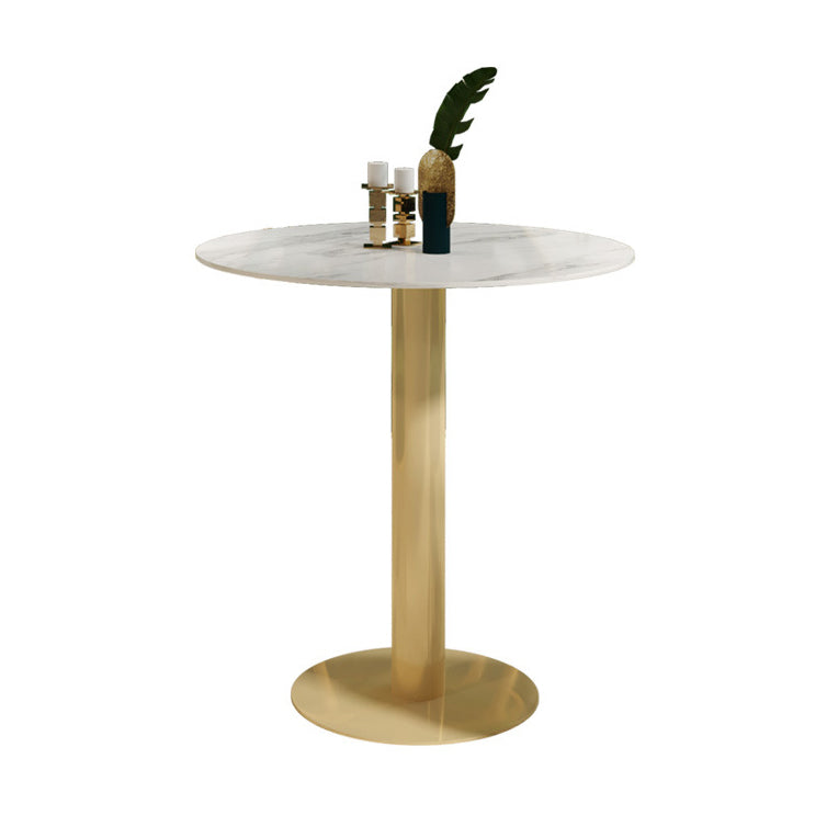 Glam Style Dining Room Set with Round Sintered Stone Top and Pedestal Base Dining Furniture Clearhalo 'Dining Room Sets' 'Dining Tables & Seating' 'dining_room_set' 'furn' 'furn_dining_room_set' 'Furniture' 'furniture_dining_room_set' 'Kitchen & Dining Furniture' 'kitchen&dining_furn' 'kitchen' 3485213