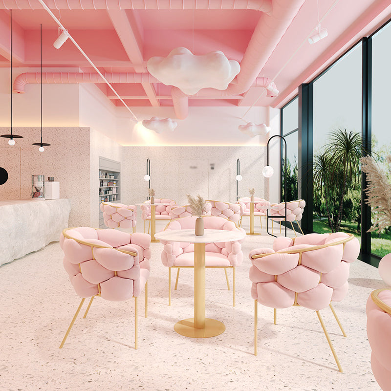 Glam Style Dining Room Set with Round Sintered Stone Top and Pedestal Base Dining Furniture Clearhalo 'Dining Room Sets' 'Dining Tables & Seating' 'dining_room_set' 'furn' 'furn_dining_room_set' 'Furniture' 'furniture_dining_room_set' 'Kitchen & Dining Furniture' 'kitchen&dining_furn' 'kitchen' 3485217