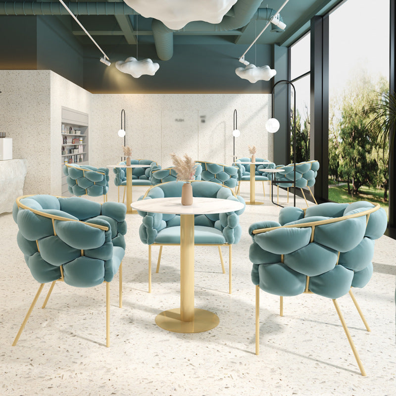 Glam Style Dining Room Set with Round Sintered Stone Top and Pedestal Base Dining Furniture Clearhalo 'Dining Room Sets' 'Dining Tables & Seating' 'dining_room_set' 'furn' 'furn_dining_room_set' 'Furniture' 'furniture_dining_room_set' 'Kitchen & Dining Furniture' 'kitchen&dining_furn' 'kitchen' 3485218