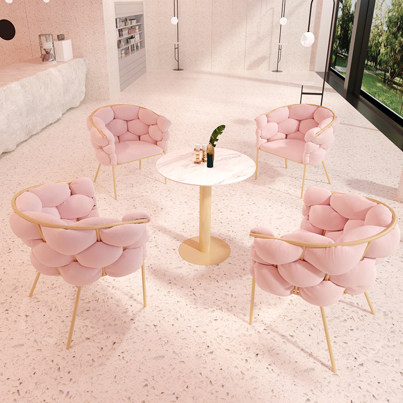 Glam Style Dining Room Set with Round Sintered Stone Top and Pedestal Base Dining Furniture Clearhalo 'Dining Room Sets' 'Dining Tables & Seating' 'dining_room_set' 'furn' 'furn_dining_room_set' 'Furniture' 'furniture_dining_room_set' 'Kitchen & Dining Furniture' 'kitchen&dining_furn' 'kitchen' 3485219