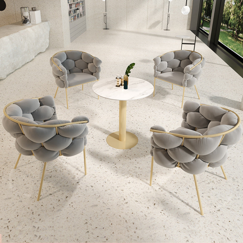 Glam Style Dining Room Set with Round Sintered Stone Top and Pedestal Base Dining Furniture Clearhalo 'Dining Room Sets' 'Dining Tables & Seating' 'dining_room_set' 'furn' 'furn_dining_room_set' 'Furniture' 'furniture_dining_room_set' 'Kitchen & Dining Furniture' 'kitchen&dining_furn' 'kitchen' 3485220