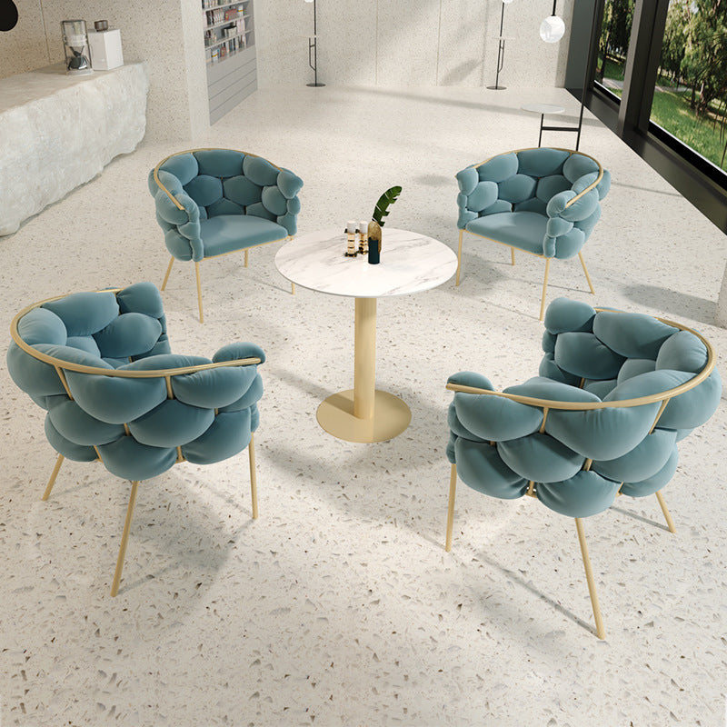 Glam Style Dining Room Set with Round Sintered Stone Top and Pedestal Base Dining Furniture Clearhalo 'Dining Room Sets' 'Dining Tables & Seating' 'dining_room_set' 'furn' 'furn_dining_room_set' 'Furniture' 'furniture_dining_room_set' 'Kitchen & Dining Furniture' 'kitchen&dining_furn' 'kitchen' 3485221