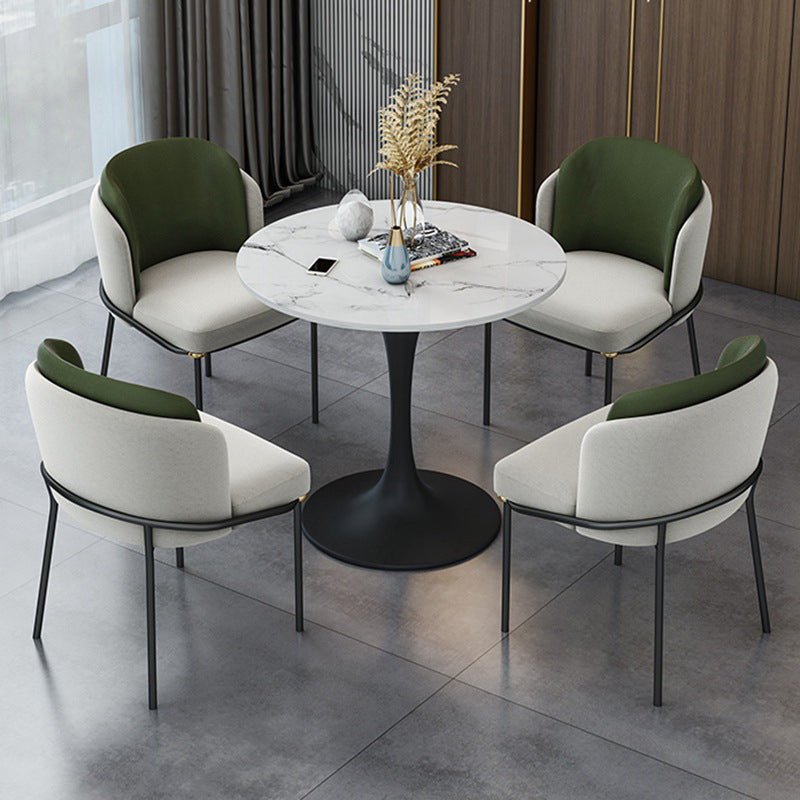 Glam Style Sintered Stone Dining Room Set with Black Leg Dining Furniture for Home Use Green 5 Piece Set Clearhalo 'Dining Room Sets' 'Dining Tables & Seating' 'dining_room_set' 'furn' 'furn_dining_room_set' 'Furniture' 'furniture_dining_room_set' 'Kitchen & Dining Furniture' 'kitchen&dining_furn' 'kitchen' 3485224