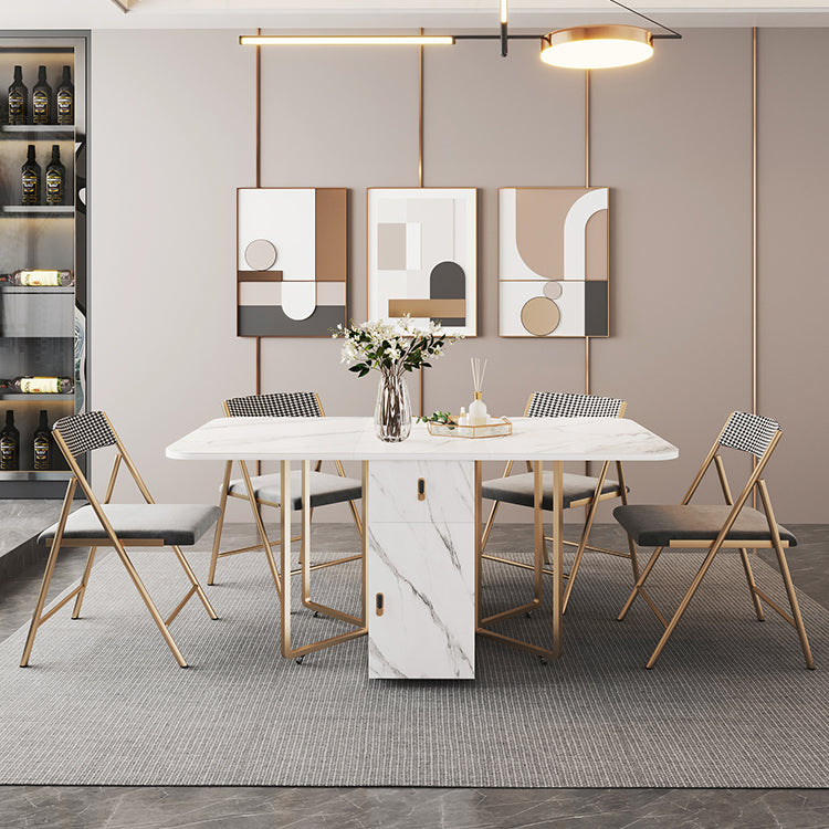 Rectangle Contemporary Sintered Stone Dining Room Set Foldable Dining Furniture for Restaurant Clearhalo 'Dining Room Sets' 'Dining Tables & Seating' 'dining_room_set' 'furn' 'furn_dining_room_set' 'Furniture' 'furniture_dining_room_set' 'Kitchen & Dining Furniture' 'kitchen&dining_furn' 'kitchen' 3485239