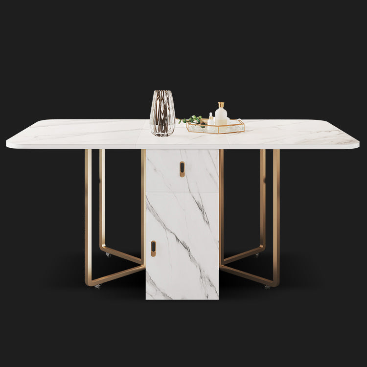 Rectangle Contemporary Sintered Stone Dining Room Set Foldable Dining Furniture for Restaurant Clearhalo 'Dining Room Sets' 'Dining Tables & Seating' 'dining_room_set' 'furn' 'furn_dining_room_set' 'Furniture' 'furniture_dining_room_set' 'Kitchen & Dining Furniture' 'kitchen&dining_furn' 'kitchen' 3485241