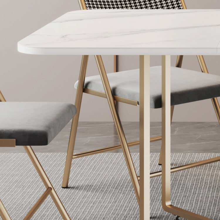 Rectangle Contemporary Sintered Stone Dining Room Set Foldable Dining Furniture for Restaurant Clearhalo 'Dining Room Sets' 'Dining Tables & Seating' 'dining_room_set' 'furn' 'furn_dining_room_set' 'Furniture' 'furniture_dining_room_set' 'Kitchen & Dining Furniture' 'kitchen&dining_furn' 'kitchen' 3485244