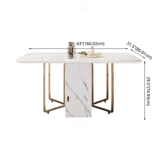 Rectangle Contemporary Sintered Stone Dining Room Set Foldable Dining Furniture for Restaurant Clearhalo 'Dining Room Sets' 'Dining Tables & Seating' 'dining_room_set' 'furn' 'furn_dining_room_set' 'Furniture' 'furniture_dining_room_set' 'Kitchen & Dining Furniture' 'kitchen&dining_furn' 'kitchen' 3485247