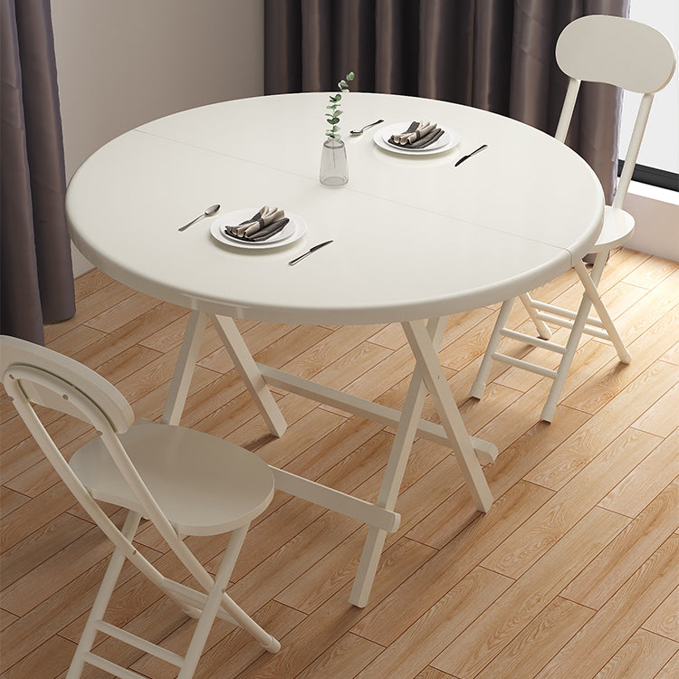 Contemporary Solid Wood Top Dining Room Set with Round Foldable Table Dinette Set White 3 Piece Set Clearhalo 'Dining Room Sets' 'Dining Tables & Seating' 'dining_room_set' 'furn' 'furn_dining_room_set' 'Furniture' 'furniture_dining_room_set' 'Kitchen & Dining Furniture' 'kitchen&dining_furn' 'kitchen' 3485254