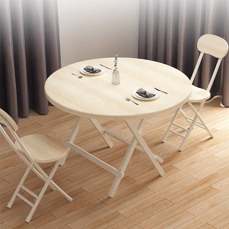 Contemporary Solid Wood Top Dining Room Set with Round Foldable Table Dinette Set Natural 3 Piece Set Clearhalo 'Dining Room Sets' 'Dining Tables & Seating' 'dining_room_set' 'furn' 'furn_dining_room_set' 'Furniture' 'furniture_dining_room_set' 'Kitchen & Dining Furniture' 'kitchen&dining_furn' 'kitchen' 3485256