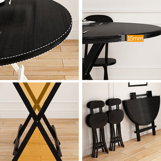 Contemporary Solid Wood Top Dining Room Set with Round Foldable Table Dinette Set Clearhalo 'Dining Room Sets' 'Dining Tables & Seating' 'dining_room_set' 'furn' 'furn_dining_room_set' 'Furniture' 'furniture_dining_room_set' 'Kitchen & Dining Furniture' 'kitchen&dining_furn' 'kitchen' 3485259