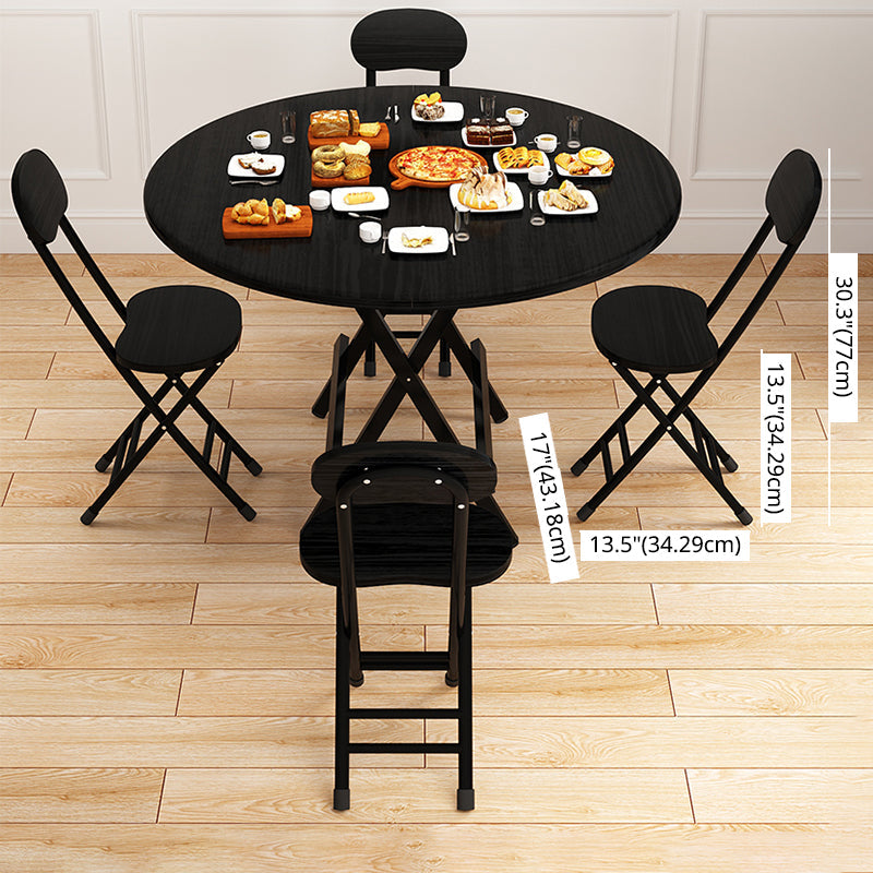 Contemporary Solid Wood Top Dining Room Set with Round Foldable Table Dinette Set Clearhalo 'Dining Room Sets' 'Dining Tables & Seating' 'dining_room_set' 'furn' 'furn_dining_room_set' 'Furniture' 'furniture_dining_room_set' 'Kitchen & Dining Furniture' 'kitchen&dining_furn' 'kitchen' 3485264