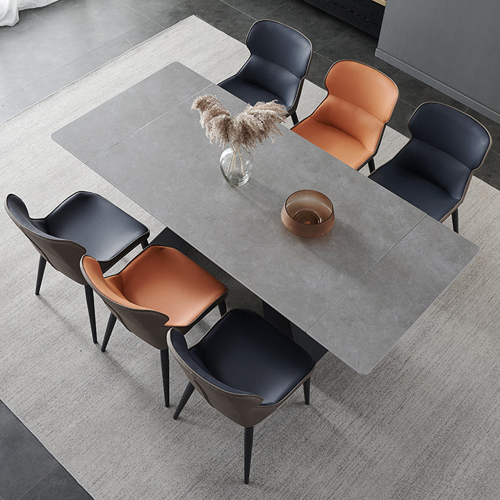 Sintered Stone Modern DiningRoomTableSet with Rectangle Table and Removable Leaf Dinette Set Clearhalo 'Dining Room Sets' 'Dining Tables & Seating' 'dining_room_set' 'furn' 'furn_dining_room_set' 'Furniture' 'furniture_dining_room_set' 'Kitchen & Dining Furniture' 'kitchen&dining_furn' 'kitchen' 3485266