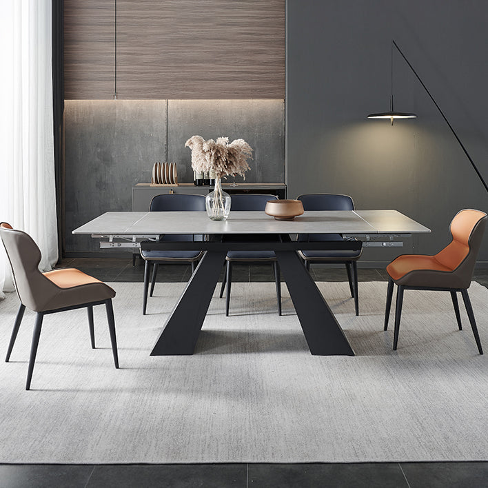 Sintered Stone Modern DiningRoomTableSet with Rectangle Table and Removable Leaf Dinette Set Clearhalo 'Dining Room Sets' 'Dining Tables & Seating' 'dining_room_set' 'furn' 'furn_dining_room_set' 'Furniture' 'furniture_dining_room_set' 'Kitchen & Dining Furniture' 'kitchen&dining_furn' 'kitchen' 3485267