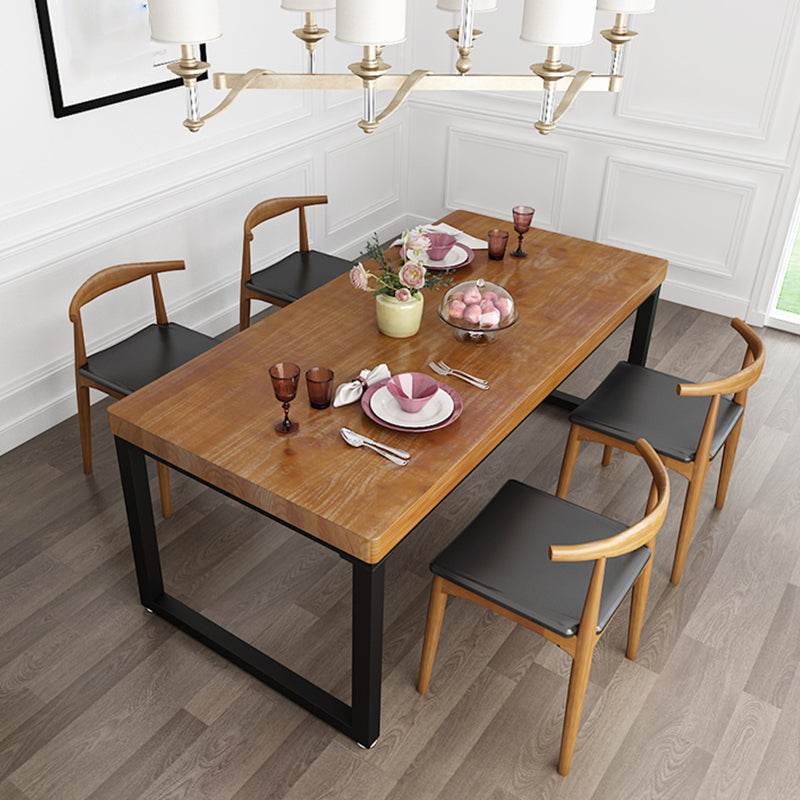 Industrial Solid Wood Top Dining Table Sets with Double Pedestal Base Dining Furniture for Home Use 5 Piece Set Clearhalo 'Dining Room Sets' 'Dining Tables & Seating' 'dining_room_set' 'furn' 'furn_dining_room_set' 'Furniture' 'furniture_dining_room_set' 'Kitchen & Dining Furniture' 'kitchen&dining_furn' 'kitchen' 3485277