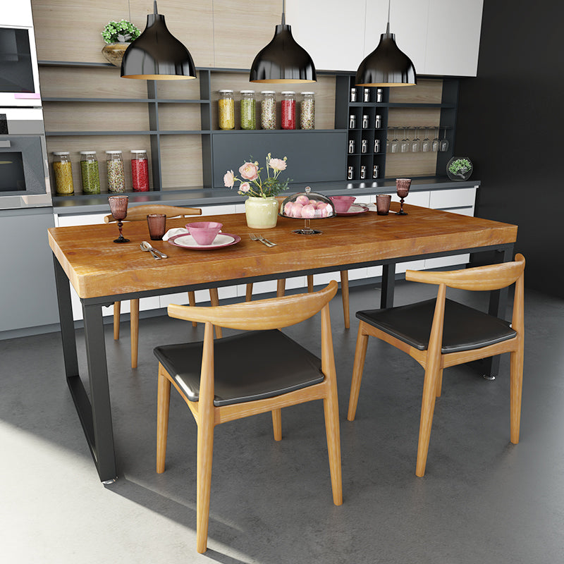 Industrial Solid Wood Top Dining Table Sets with Double Pedestal Base Dining Furniture for Home Use Clearhalo 'Dining Room Sets' 'Dining Tables & Seating' 'dining_room_set' 'furn' 'furn_dining_room_set' 'Furniture' 'furniture_dining_room_set' 'Kitchen & Dining Furniture' 'kitchen&dining_furn' 'kitchen' 3485278