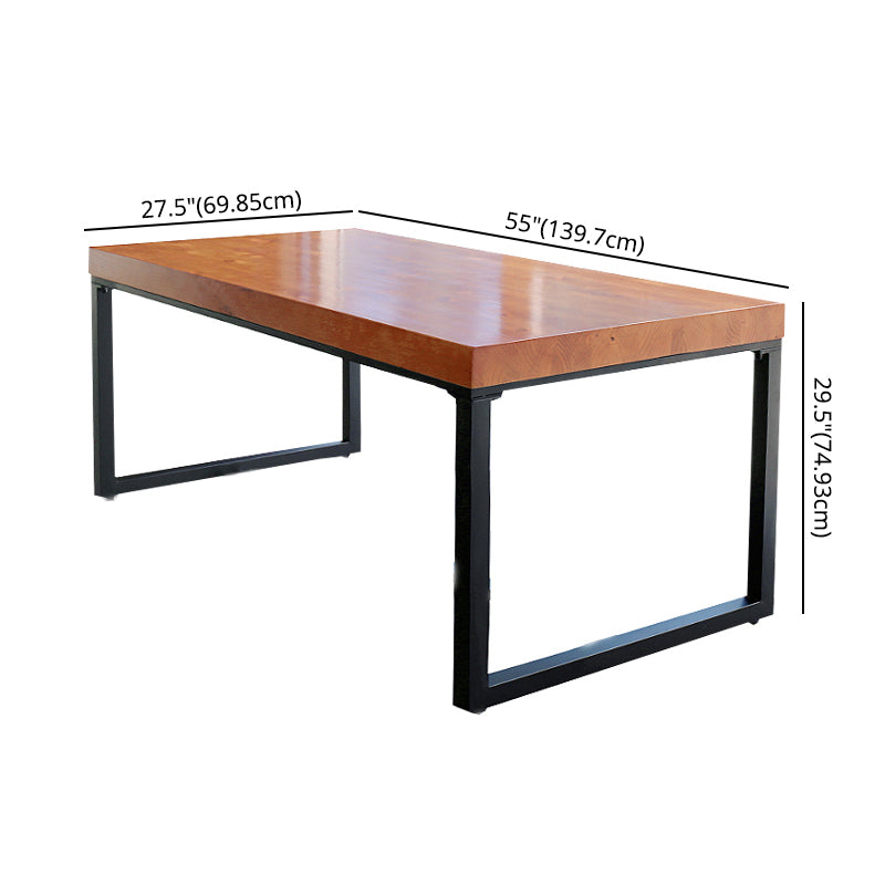 Industrial Solid Wood Top Dining Table Sets with Double Pedestal Base Dining Furniture for Home Use Clearhalo 'Dining Room Sets' 'Dining Tables & Seating' 'dining_room_set' 'furn' 'furn_dining_room_set' 'Furniture' 'furniture_dining_room_set' 'Kitchen & Dining Furniture' 'kitchen&dining_furn' 'kitchen' 3485285