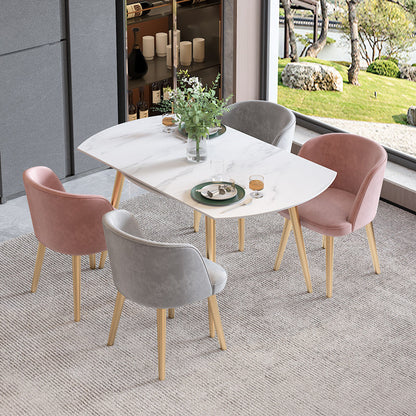 Scandinavian Sintered Stone Top Dining Set Round Table Dining Furniture with Drop Leaf 5 Piece Set Clearhalo 'Dining Room Sets' 'Dining Tables & Seating' 'dining_room_set' 'furn' 'furn_dining_room_set' 'Furniture' 'furniture_dining_room_set' 'Kitchen & Dining Furniture' 'kitchen&dining_furn' 'kitchen' 3485292