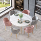 Scandinavian Sintered Stone Top Dining Set Round Table Dining Furniture with Drop Leaf Clearhalo 'Dining Room Sets' 'Dining Tables & Seating' 'dining_room_set' 'furn' 'furn_dining_room_set' 'Furniture' 'furniture_dining_room_set' 'Kitchen & Dining Furniture' 'kitchen&dining_furn' 'kitchen' 3485302