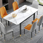 Rectangle Modern DiningRoomTableSet Sintered Stone Top DiningSet with Metallic 4 Legs Base 7 Piece Set Clearhalo 'Dining Room Sets' 'Dining Tables & Seating' 'dining_room_set' 'furn' 'furn_dining_room_set' 'Furniture' 'furniture_dining_room_set' 'Kitchen & Dining Furniture' 'kitchen&dining_furn' 'kitchen' 3485307