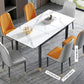 Rectangle Modern DiningRoomTableSet Sintered Stone Top DiningSet with Metallic 4 Legs Base Clearhalo 'Dining Room Sets' 'Dining Tables & Seating' 'dining_room_set' 'furn' 'furn_dining_room_set' 'Furniture' 'furniture_dining_room_set' 'Kitchen & Dining Furniture' 'kitchen&dining_furn' 'kitchen' 3485316