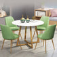 Scandinavian Round DiningRoomTableSet with Sintered Stone Dinette Set with Metal Pedestal Base Green 5 Piece Set Clearhalo 'Dining Room Sets' 'Dining Tables & Seating' 'dining_room_set' 'furn' 'furn_dining_room_set' 'Furniture' 'furniture_dining_room_set' 'Kitchen & Dining Furniture' 'kitchen&dining_furn' 'kitchen' 3485332