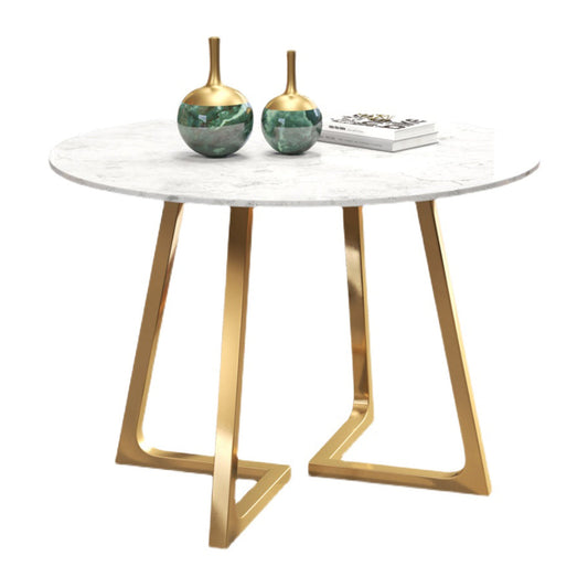 Scandinavian Round DiningRoomTableSet with Sintered Stone Dinette Set with Metal Pedestal Base Clearhalo 'Dining Room Sets' 'Dining Tables & Seating' 'dining_room_set' 'furn' 'furn_dining_room_set' 'Furniture' 'furniture_dining_room_set' 'Kitchen & Dining Furniture' 'kitchen&dining_furn' 'kitchen' 3485335