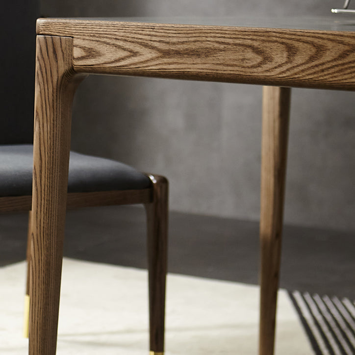 Modern Kitchen Sintered Stone DiningSet with Solid Wood Base Dining Room Table Set Clearhalo 'Dining Room Sets' 'Dining Tables & Seating' 'dining_room_set' 'furn' 'furn_dining_room_set' 'Furniture' 'furniture_dining_room_set' 'Kitchen & Dining Furniture' 'kitchen&dining_furn' 'kitchen' 3485362