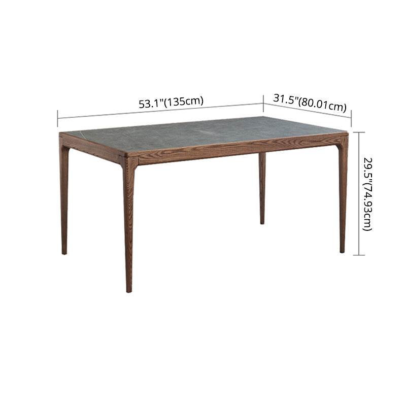 Modern Kitchen Sintered Stone DiningSet with Solid Wood Base Dining Room Table Set Clearhalo 'Dining Room Sets' 'Dining Tables & Seating' 'dining_room_set' 'furn' 'furn_dining_room_set' 'Furniture' 'furniture_dining_room_set' 'Kitchen & Dining Furniture' 'kitchen&dining_furn' 'kitchen' 3485363