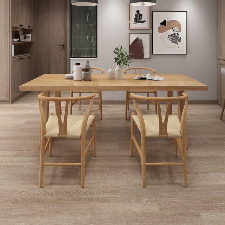 Contemporary Rectangle Shape Dining Set Solid Wood Top Dining Table Furniture for Dining Room Clearhalo 'Dining Room Sets' 'Dining Tables & Seating' 'dining_room_set' 'furn' 'furn_dining_room_set' 'Furniture' 'furniture_dining_room_set' 'Kitchen & Dining Furniture' 'kitchen&dining_furn' 'kitchen' 3485366