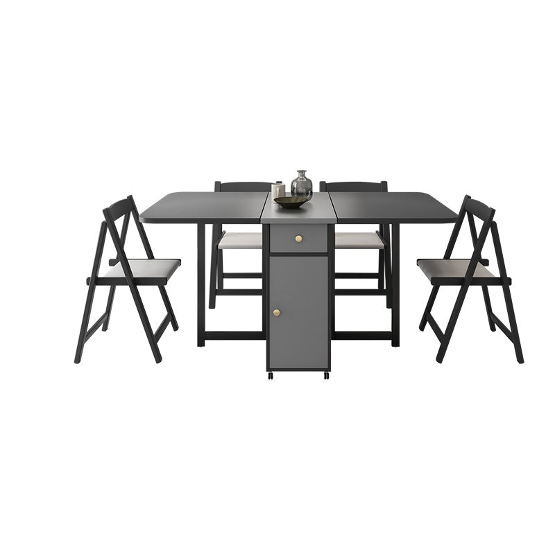 Modern Style Traditional Height Dining Set with Drop Leaf Table and Trestle Base for Home Use 5 Piece Set Clearhalo 'Dining Room Sets' 'Dining Tables & Seating' 'dining_room_set' 'furn' 'furn_dining_room_set' 'Furniture' 'furniture_dining_room_set' 'Kitchen & Dining Furniture' 'kitchen&dining_furn' 'kitchen' 3485377