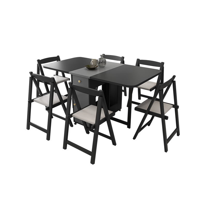 Modern Style Traditional Height Dining Set with Drop Leaf Table and Trestle Base for Home Use 7 Piece Set Clearhalo 'Dining Room Sets' 'Dining Tables & Seating' 'dining_room_set' 'furn' 'furn_dining_room_set' 'Furniture' 'furniture_dining_room_set' 'Kitchen & Dining Furniture' 'kitchen&dining_furn' 'kitchen' 3485381