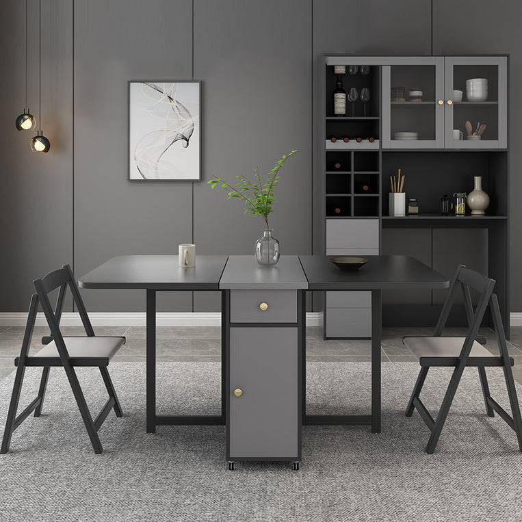 Modern Style Traditional Height Dining Set with Drop Leaf Table and Trestle Base for Home Use Clearhalo 'Dining Room Sets' 'Dining Tables & Seating' 'dining_room_set' 'furn' 'furn_dining_room_set' 'Furniture' 'furniture_dining_room_set' 'Kitchen & Dining Furniture' 'kitchen&dining_furn' 'kitchen' 3485389