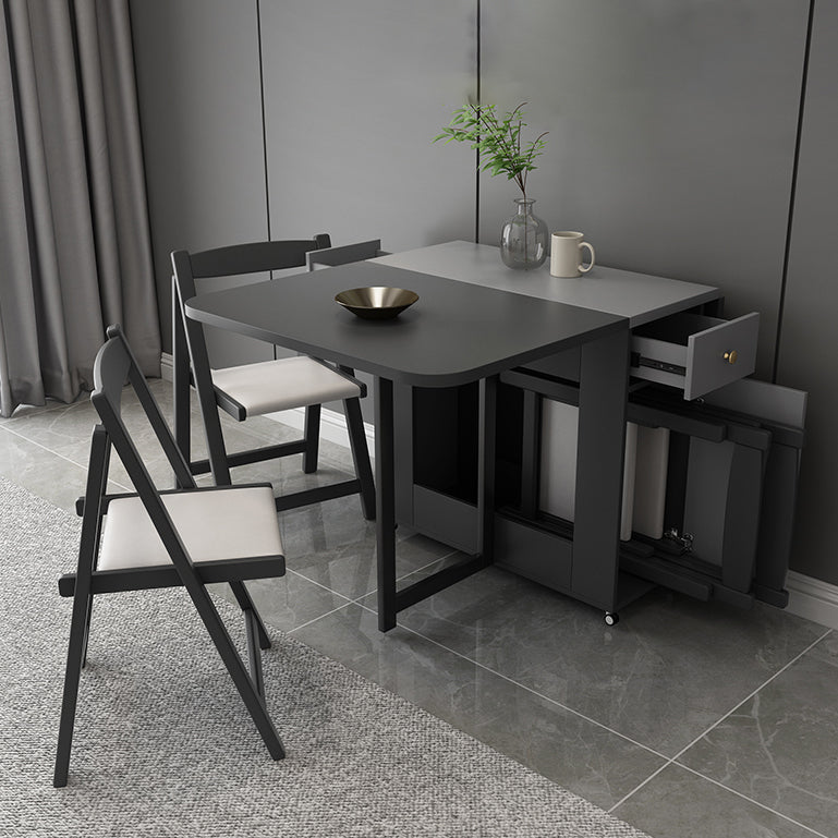 Modern Style Traditional Height Dining Set with Drop Leaf Table and Trestle Base for Home Use Clearhalo 'Dining Room Sets' 'Dining Tables & Seating' 'dining_room_set' 'furn' 'furn_dining_room_set' 'Furniture' 'furniture_dining_room_set' 'Kitchen & Dining Furniture' 'kitchen&dining_furn' 'kitchen' 3485390