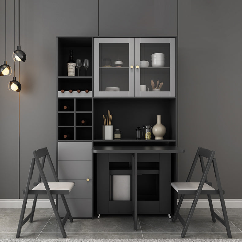 Modern Style Traditional Height Dining Set with Drop Leaf Table and Trestle Base for Home Use Clearhalo 'Dining Room Sets' 'Dining Tables & Seating' 'dining_room_set' 'furn' 'furn_dining_room_set' 'Furniture' 'furniture_dining_room_set' 'Kitchen & Dining Furniture' 'kitchen&dining_furn' 'kitchen' 3485392