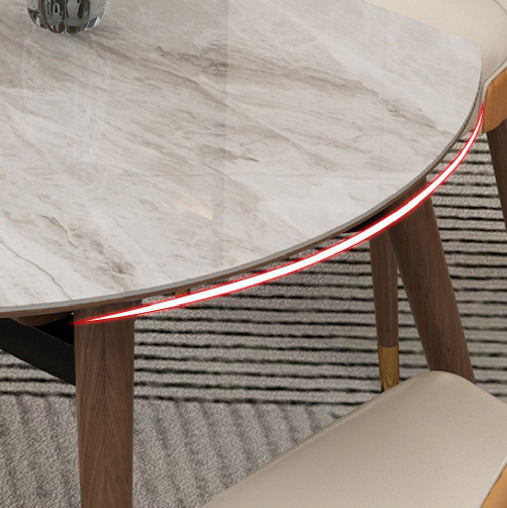 Contemporary Style Sintered Stone Dining Table with Grey Self-Storing Leaf and 4 Legs Base Clearhalo 'Dining Room Sets' 'Dining Tables & Seating' 'dining_room_set' 'furn' 'furn_dining_room_set' 'Furniture' 'furniture_dining_room_set' 'Kitchen & Dining Furniture' 'kitchen&dining_furn' 'kitchen' 3485400