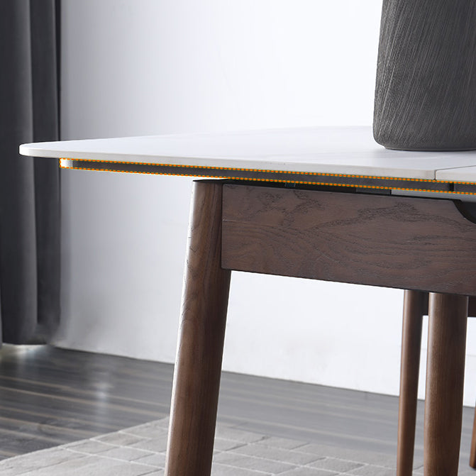 Contemporary Style Sintered Stone Dining Table with Built-in Storage Layer and 4 Legs Base Clearhalo 'Dining Room Sets' 'Dining Tables & Seating' 'dining_room_set' 'furn' 'furn_dining_room_set' 'Furniture' 'furniture_dining_room_set' 'Kitchen & Dining Furniture' 'kitchen&dining_furn' 'kitchen' 3485436