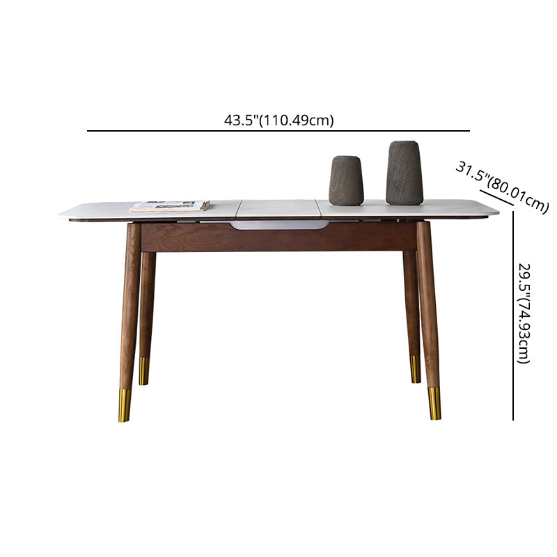 Contemporary Style Sintered Stone Dining Table with Built-in Storage Layer and 4 Legs Base Clearhalo 'Dining Room Sets' 'Dining Tables & Seating' 'dining_room_set' 'furn' 'furn_dining_room_set' 'Furniture' 'furniture_dining_room_set' 'Kitchen & Dining Furniture' 'kitchen&dining_furn' 'kitchen' 3485437