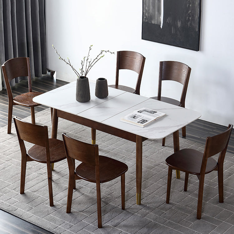 Contemporary Style Sintered Stone Dining Table with Built-in Storage Layer and 4 Legs Base Clearhalo 'Dining Room Sets' 'Dining Tables & Seating' 'dining_room_set' 'furn' 'furn_dining_room_set' 'Furniture' 'furniture_dining_room_set' 'Kitchen & Dining Furniture' 'kitchen&dining_furn' 'kitchen' 3485442