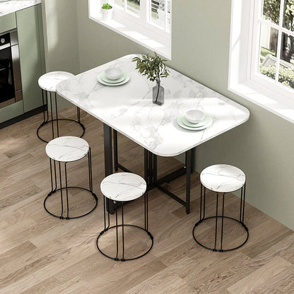 Contemporary Style Traditional Height Dining Set with Foldable Table and Trestle Base 5 Piece Set Clearhalo 'Dining Room Sets' 'Dining Tables & Seating' 'dining_room_set' 'Furniture' 'furniture_dining_room_set' 'Kitchen & Dining Furniture' 'kitchen&dining_furn' 'kitchen' 3485445