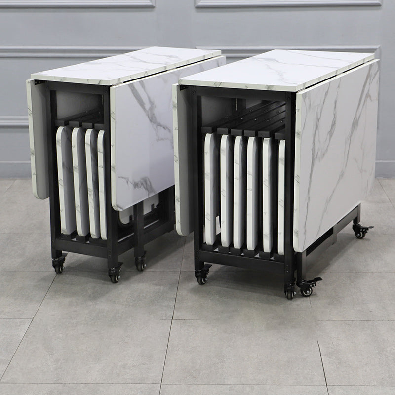 Contemporary Style Sintered Stone Dining Table with Removable Leaf and Trestle Base Clearhalo 'Dining Room Sets' 'Dining Tables & Seating' 'dining_room_set' 'furn' 'furn_dining_room_set' 'Furniture' 'furniture_dining_room_set' 'Kitchen & Dining Furniture' 'kitchen&dining_furn' 'kitchen' 3485481