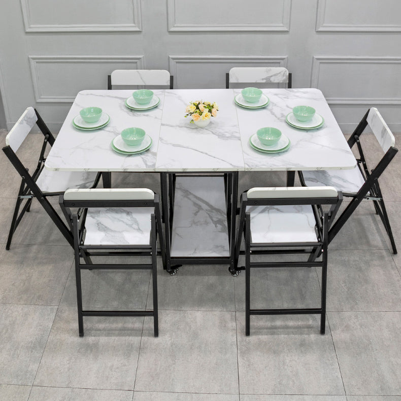Contemporary Style Sintered Stone Dining Table with Removable Leaf and Trestle Base Clearhalo 'Dining Room Sets' 'Dining Tables & Seating' 'dining_room_set' 'furn' 'furn_dining_room_set' 'Furniture' 'furniture_dining_room_set' 'Kitchen & Dining Furniture' 'kitchen&dining_furn' 'kitchen' 3485492